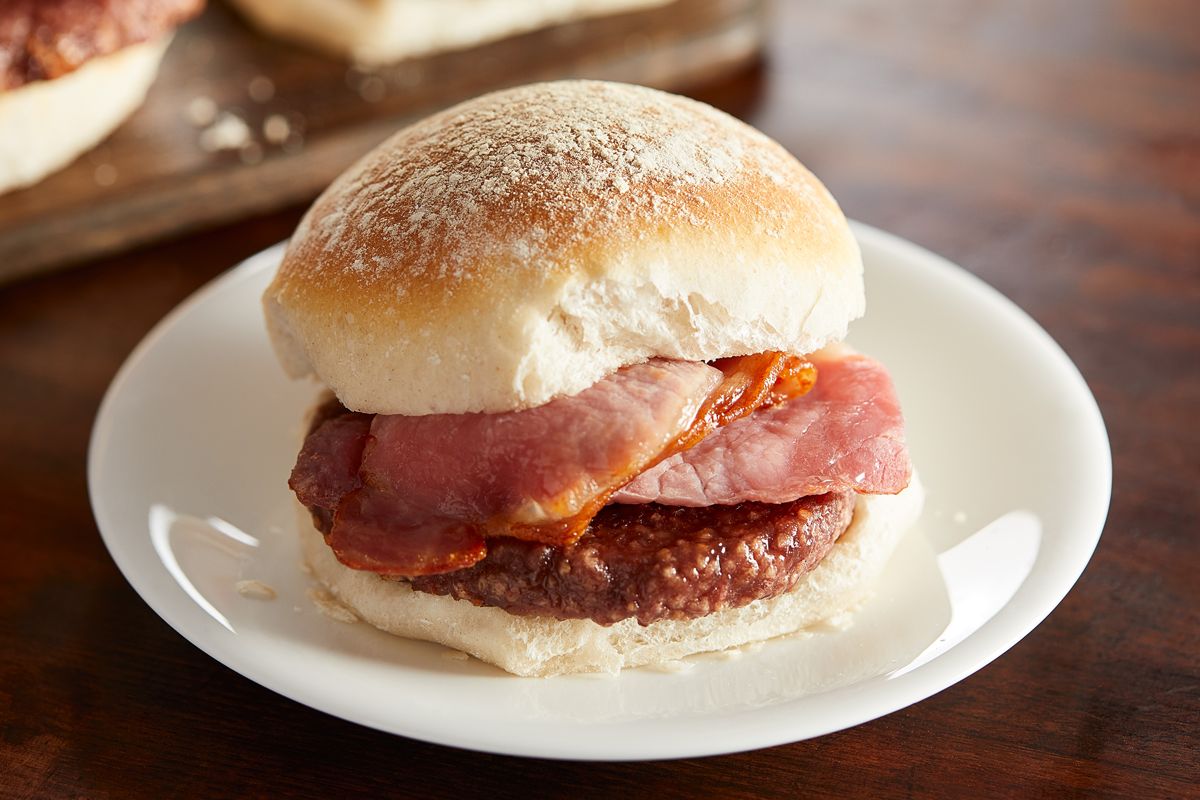 Bacon & Sausage Roll at Baynes bakery, food photographer Edinburgh