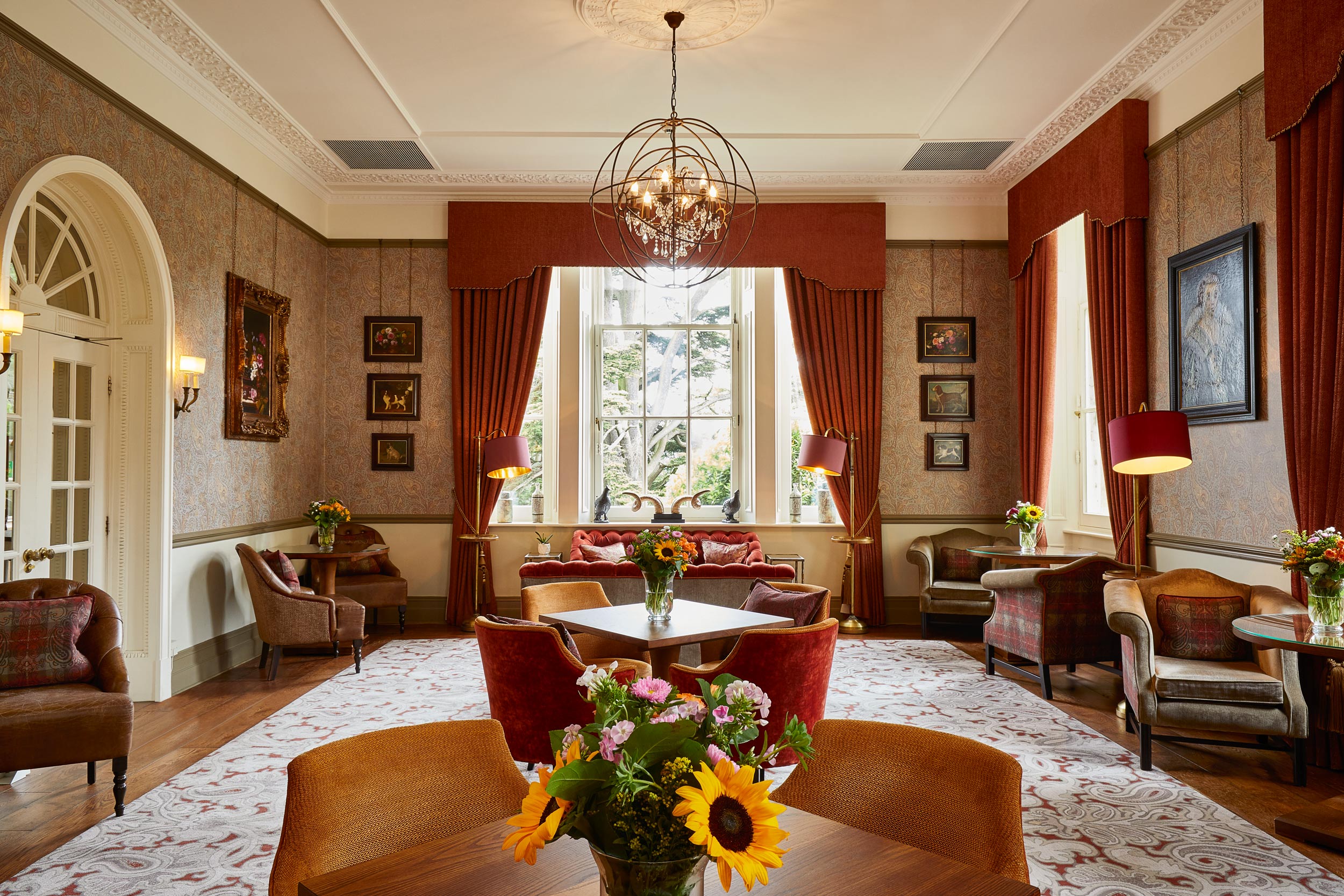 Interior Lounge of Bath Spa Hotel. Alastair Ferrier, Edinburgh based travel & hospitality photographer.