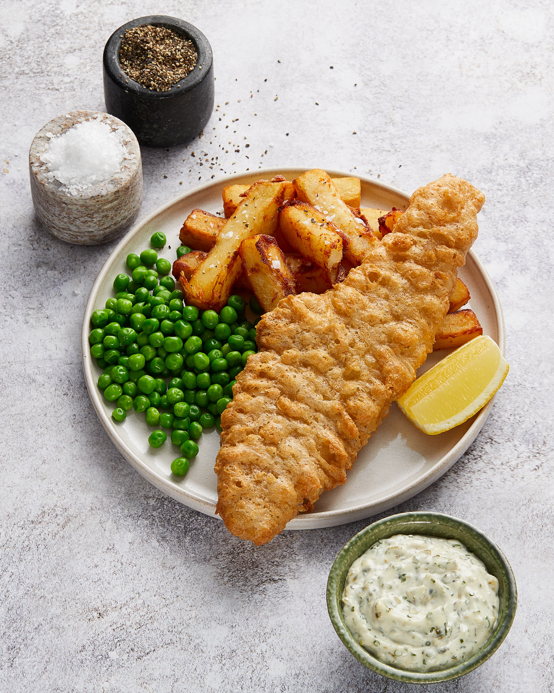 Battered Fish, Chips and Peas, Thistle Seafoods, Food and drink photographer Scotland