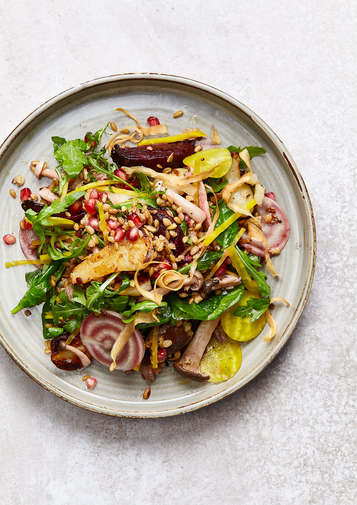 Beets, Pickled Mushroom and pomegranate salad