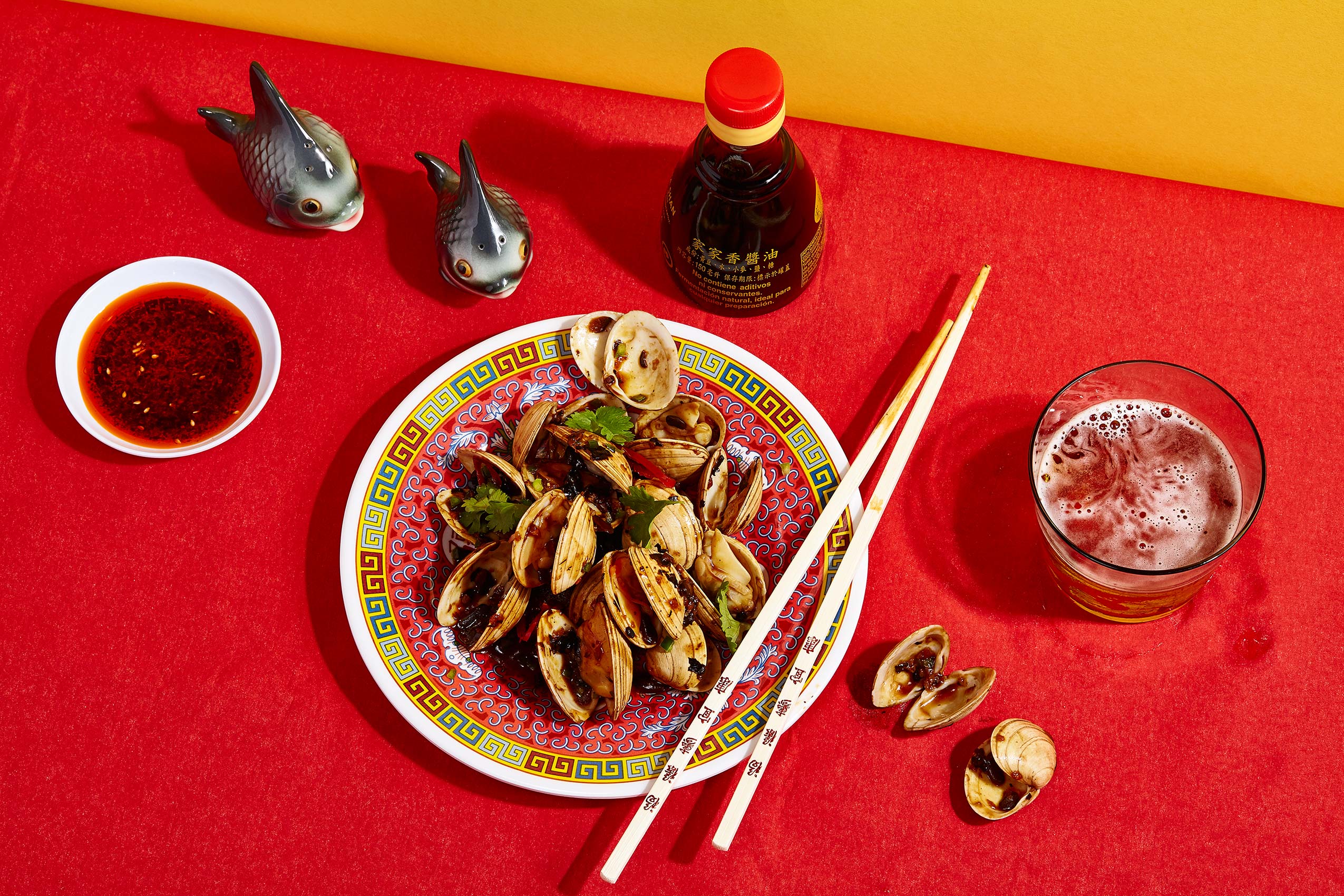 Black Bean Clams & Tsingtao beer, Glasgow food photography