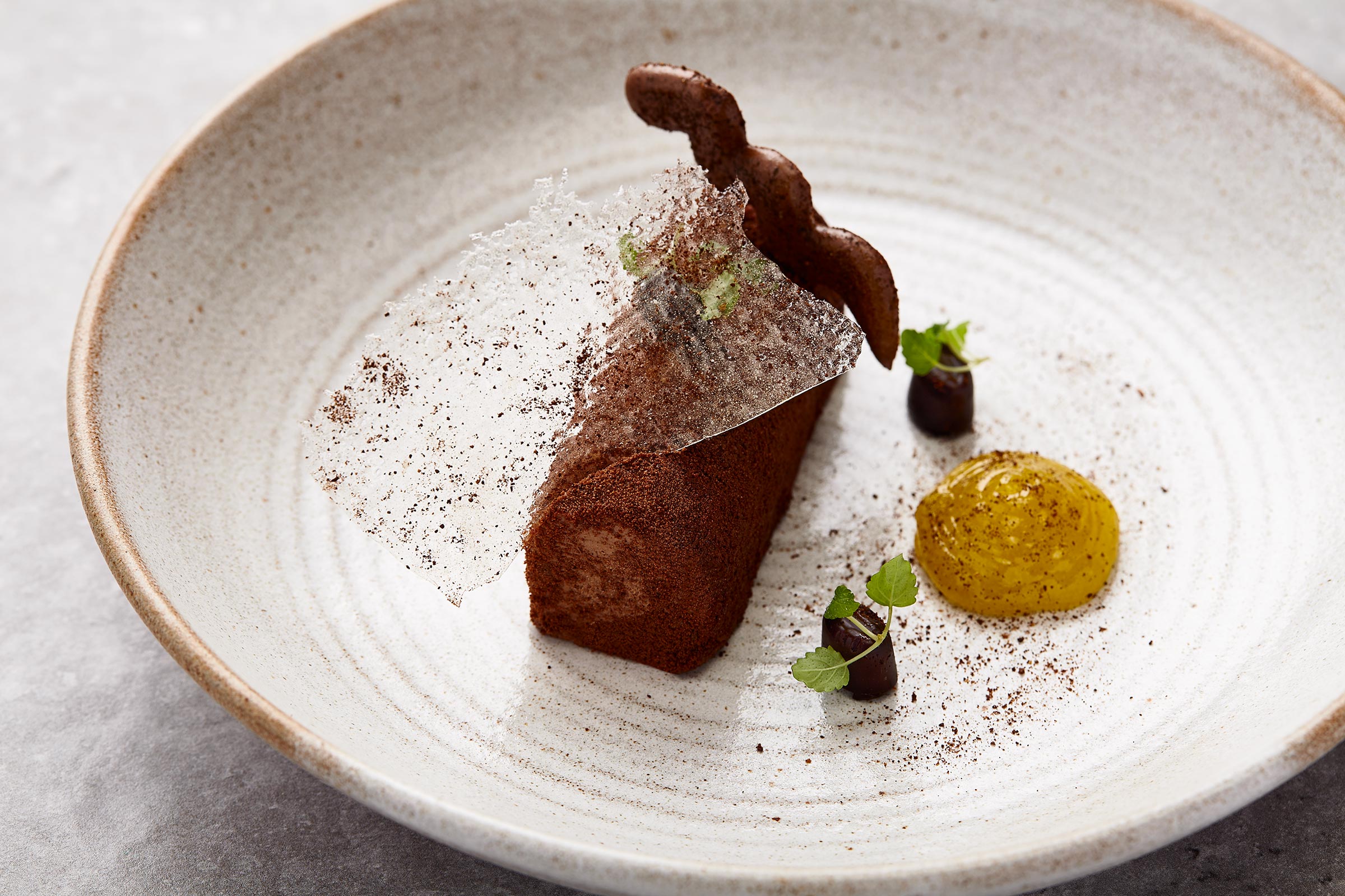 Chocolate and Sea Bucktorn, Castlehill Restaurant, Scottish food photographer