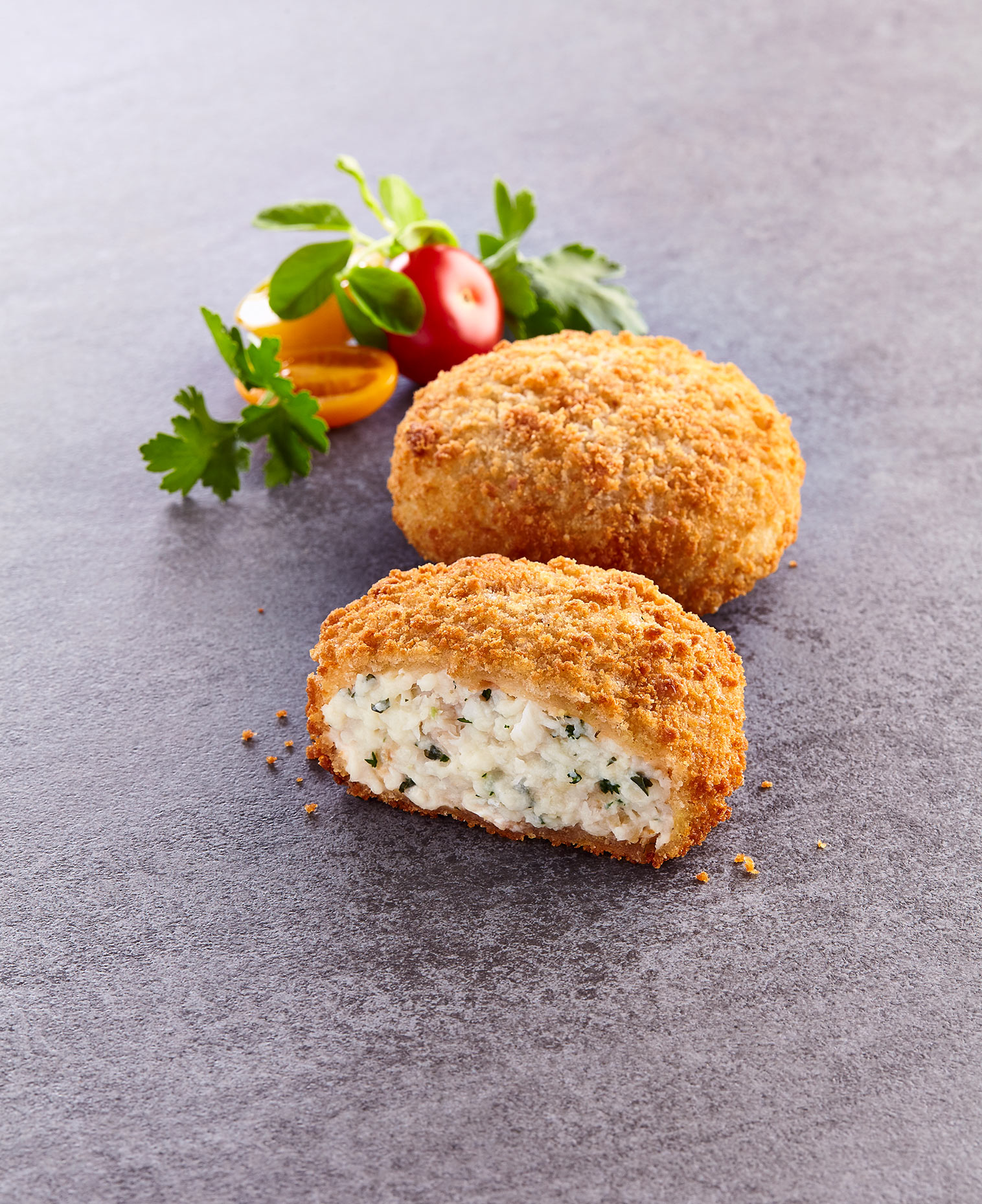 Cod and Parsley Fishcakes, Thistle Seafoods packaging photography. Glasgow food photographer.