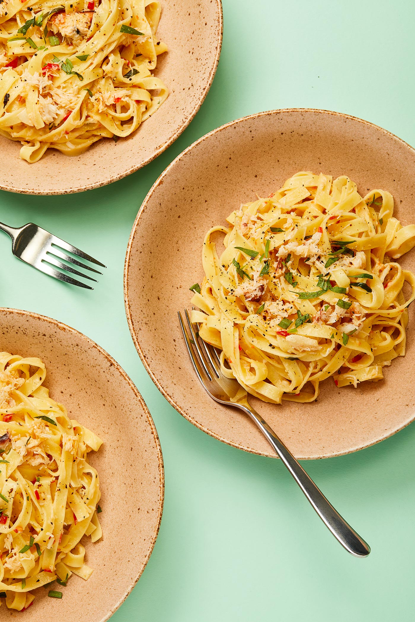 Crab, Chilli and Herb Tagliatelle, LoveSeafood, seafish.org, Alastair Ferrier food photographer.