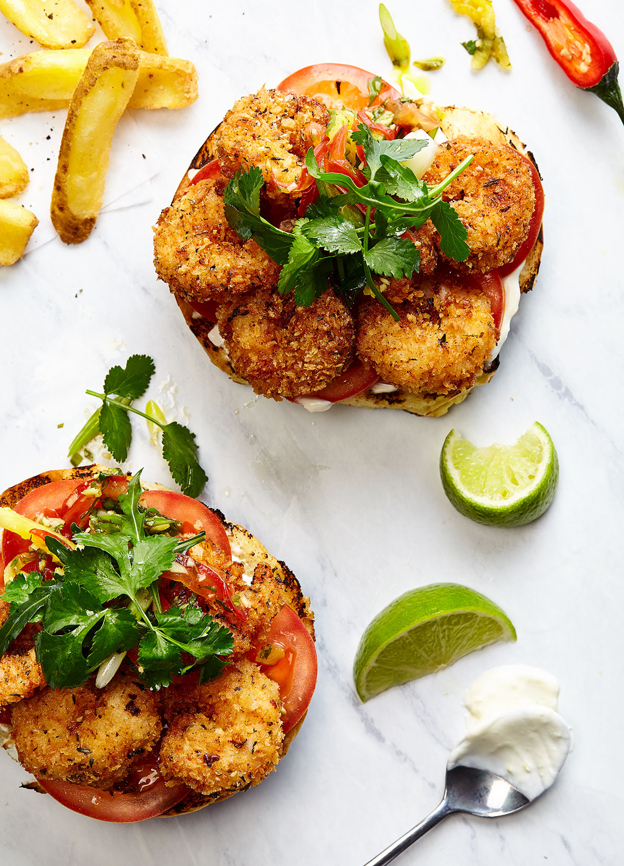 Crispy Prawn Bagels, Herringbone, restaurant photographer Edinburgh