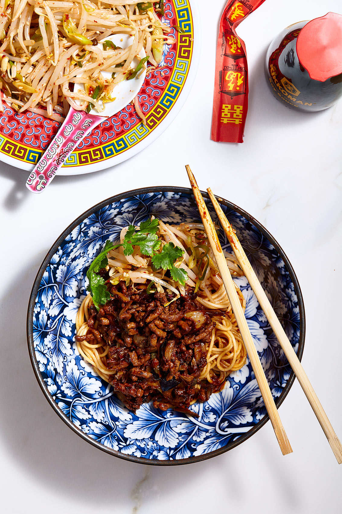 Dan Dan Noodles Sesame Bean Sprouts, Food styling and photography