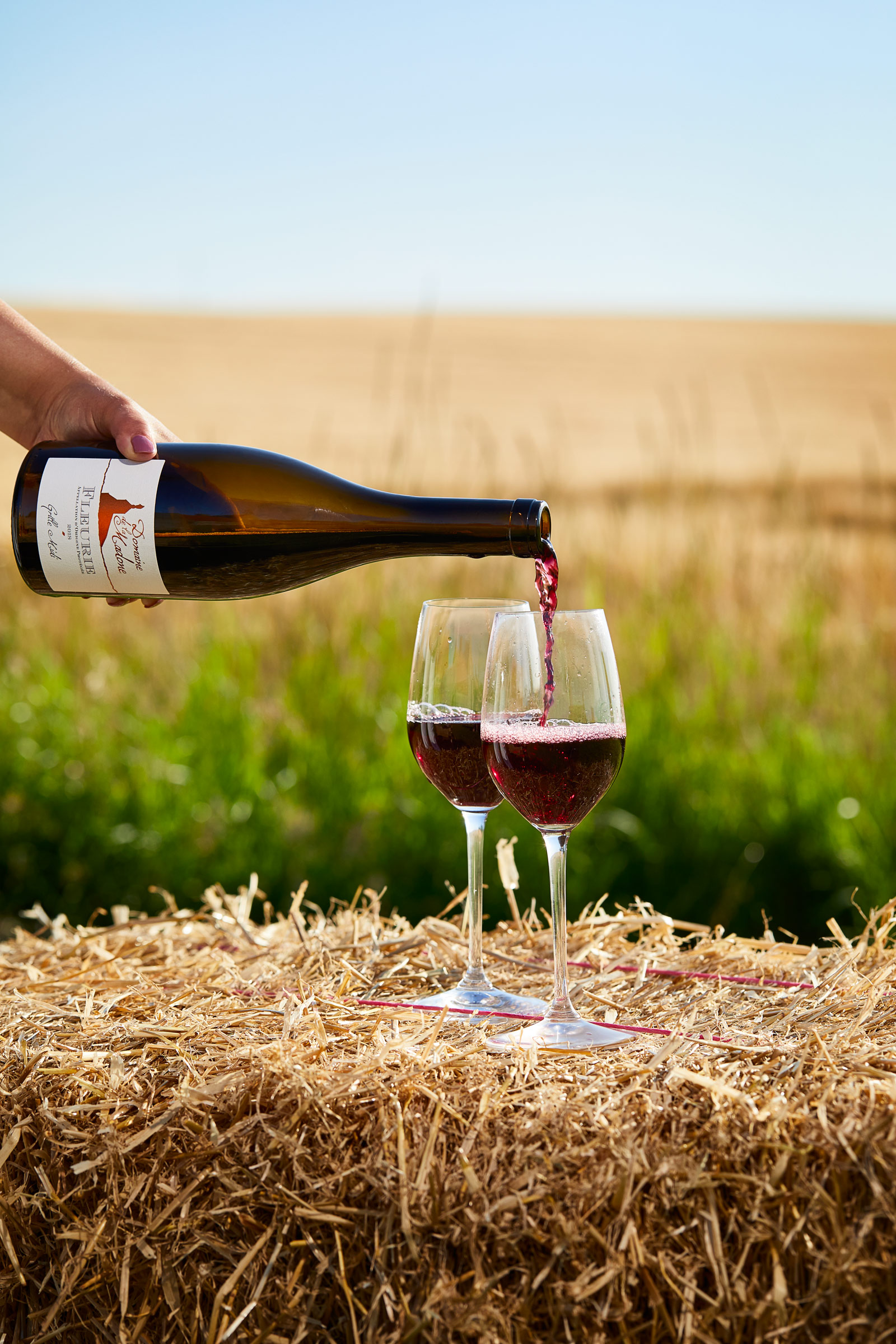 Domaine De La Madone, Pouring Fleurie at De Burgh Wine Merchants, Alastair Ferrier photographer.