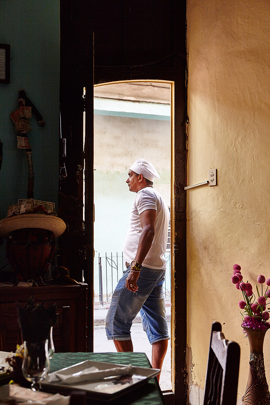 Havana Chef in the doorway of the restaurant.
