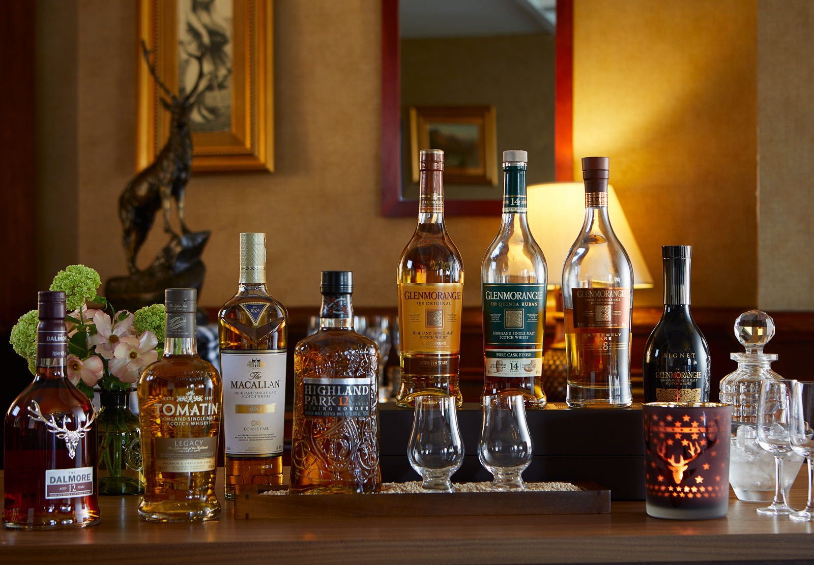 Highland Malt Whisky selection at the Macdonald Drumossie Hotel. Location photographer,Alastair Ferrier food and drink photographer