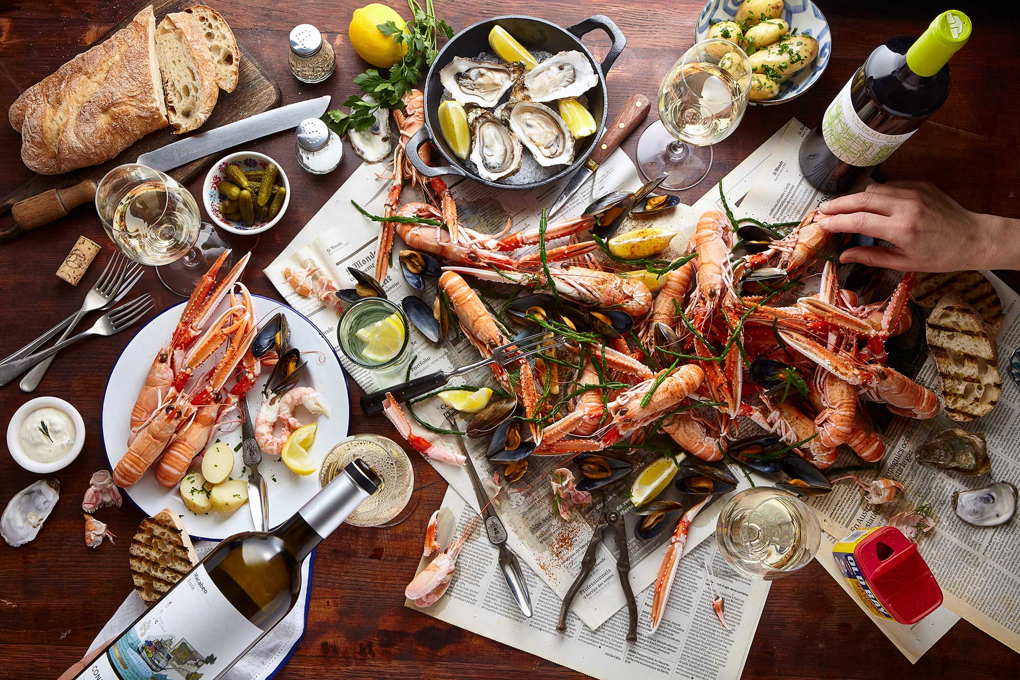 Langoustine picnic party, De Burgh Wines, Edinburgh food stylist and photographer