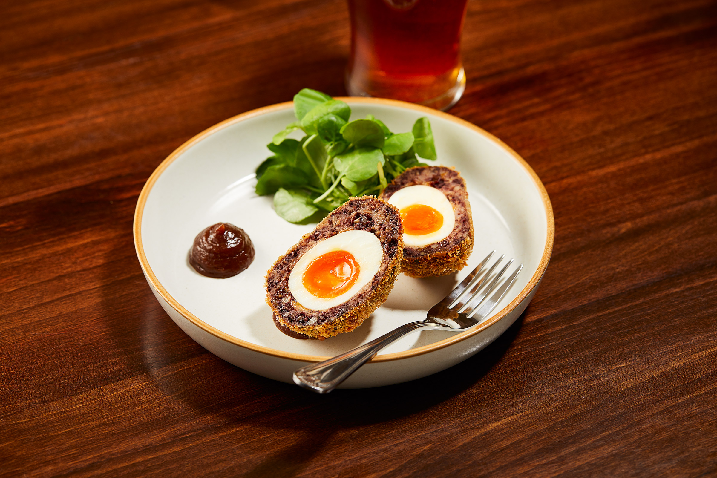 Linden Tree Pub, Black Pudding Scotch Egg, Linden Hall Hotel, food and drink photography, Alastair Ferrier