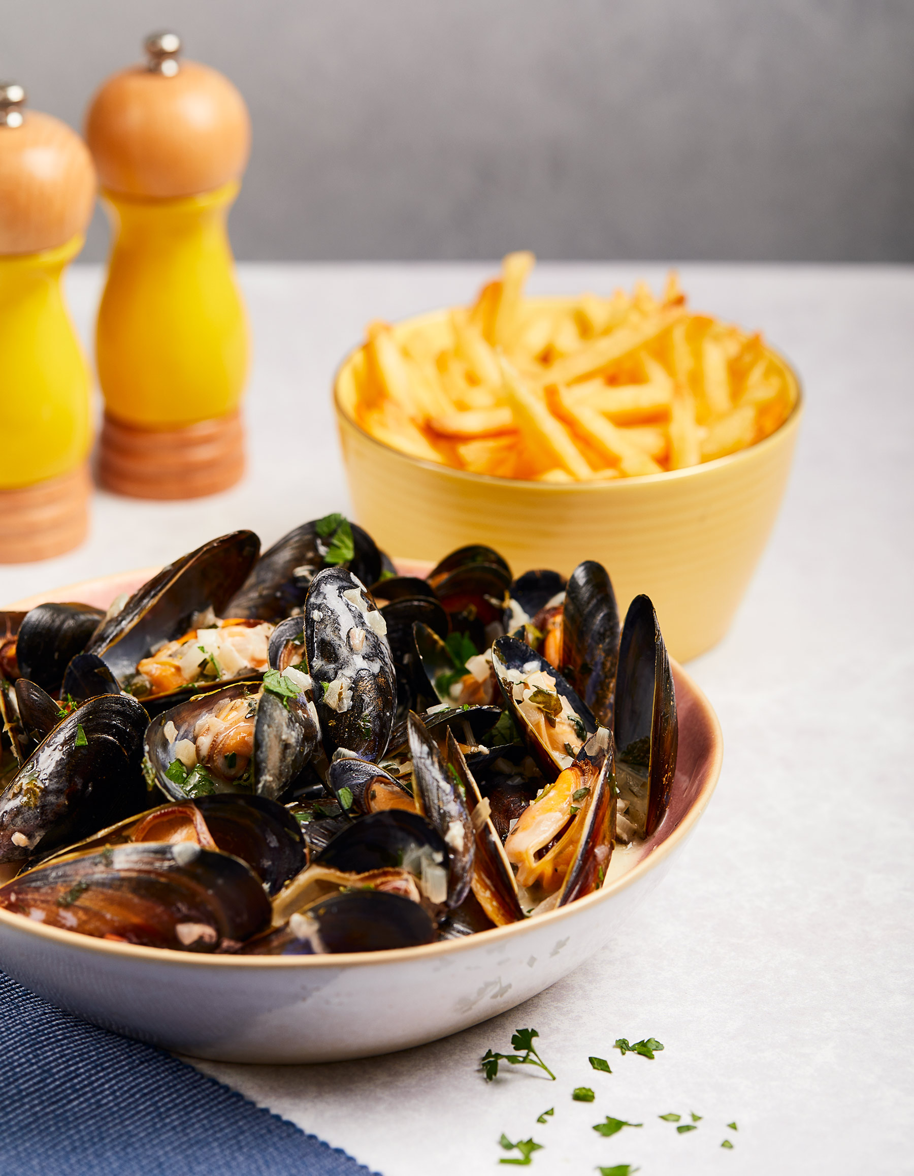 Moules Mariniere and Fries, Edinburgh food photographer, Love Seafood, seafish.org