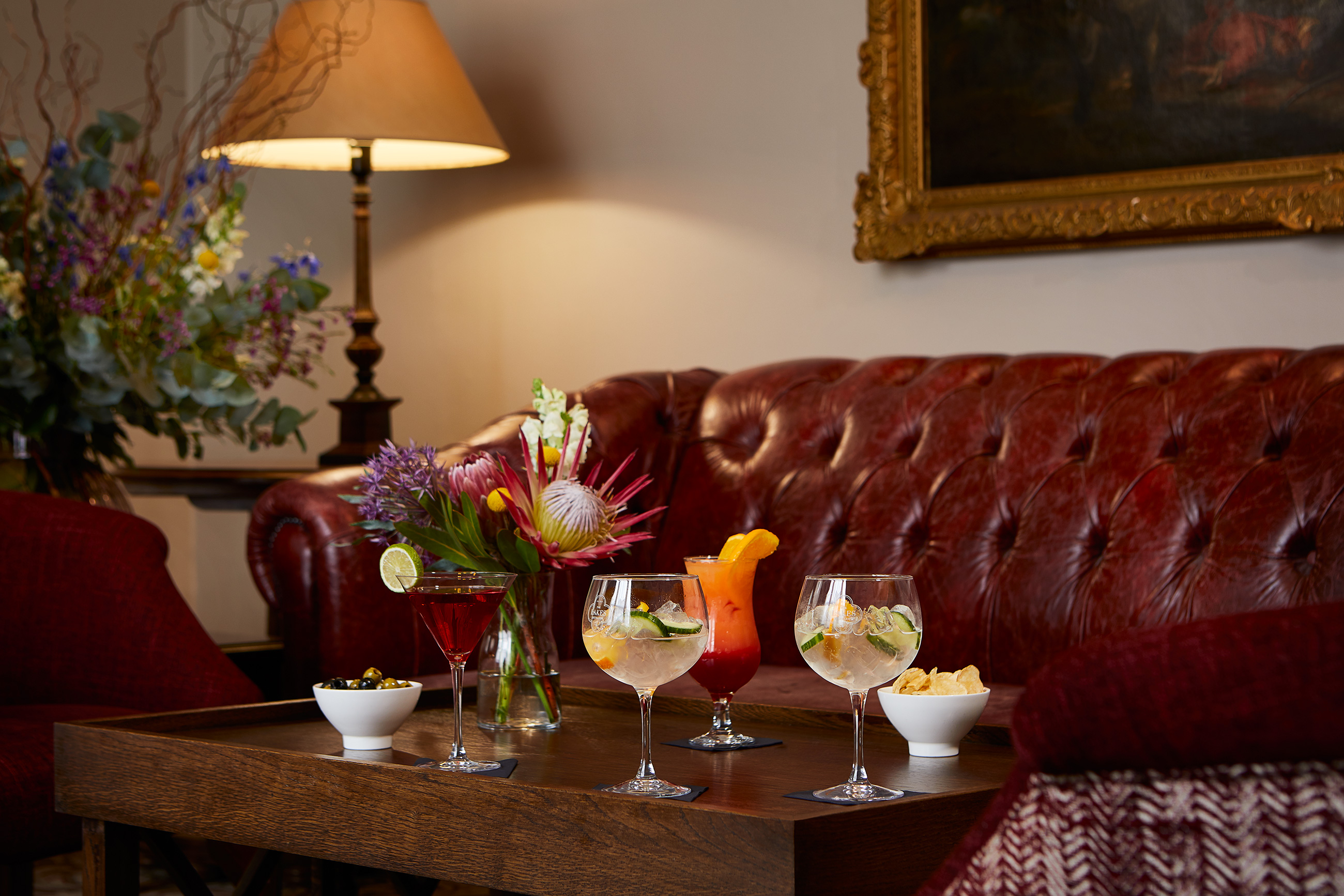 Cocktails in the Library at Old England Hotel, Drinks photography Alastair Ferrier photographer.