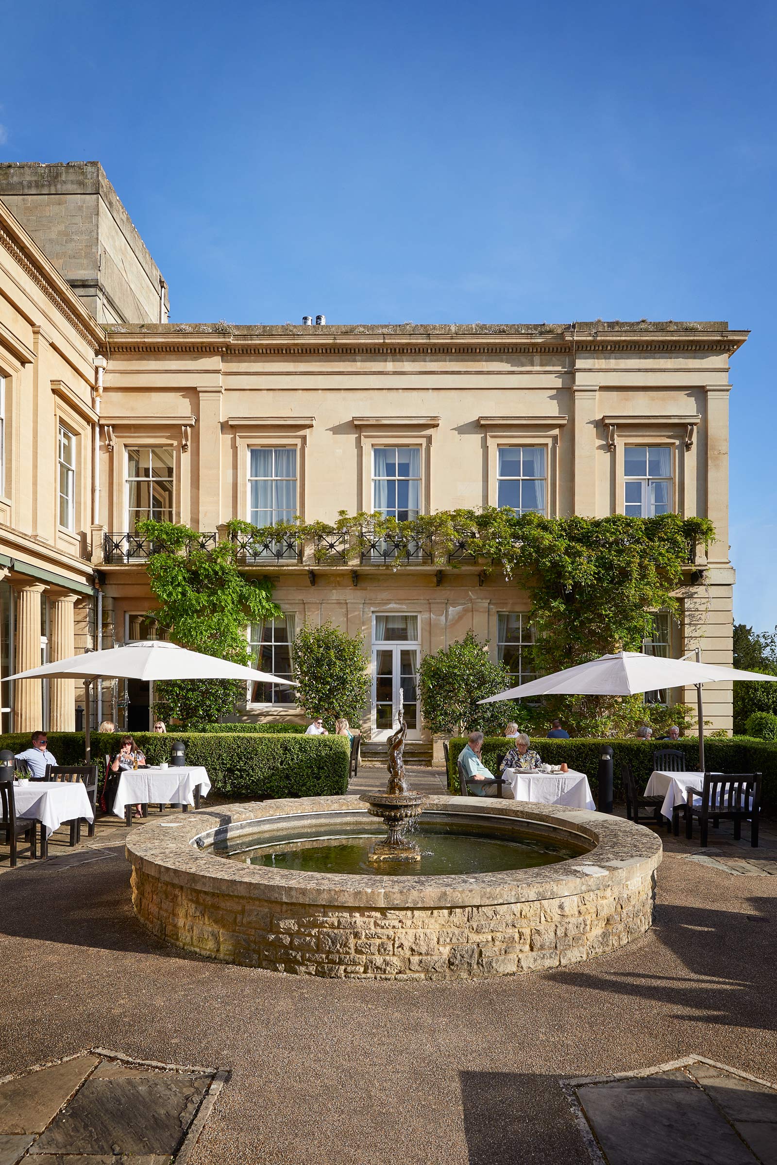Outdoor Terrace at Bath Spa Hotel, hospitality and travel photographer, Alastair Ferrier, www.aferrier.com