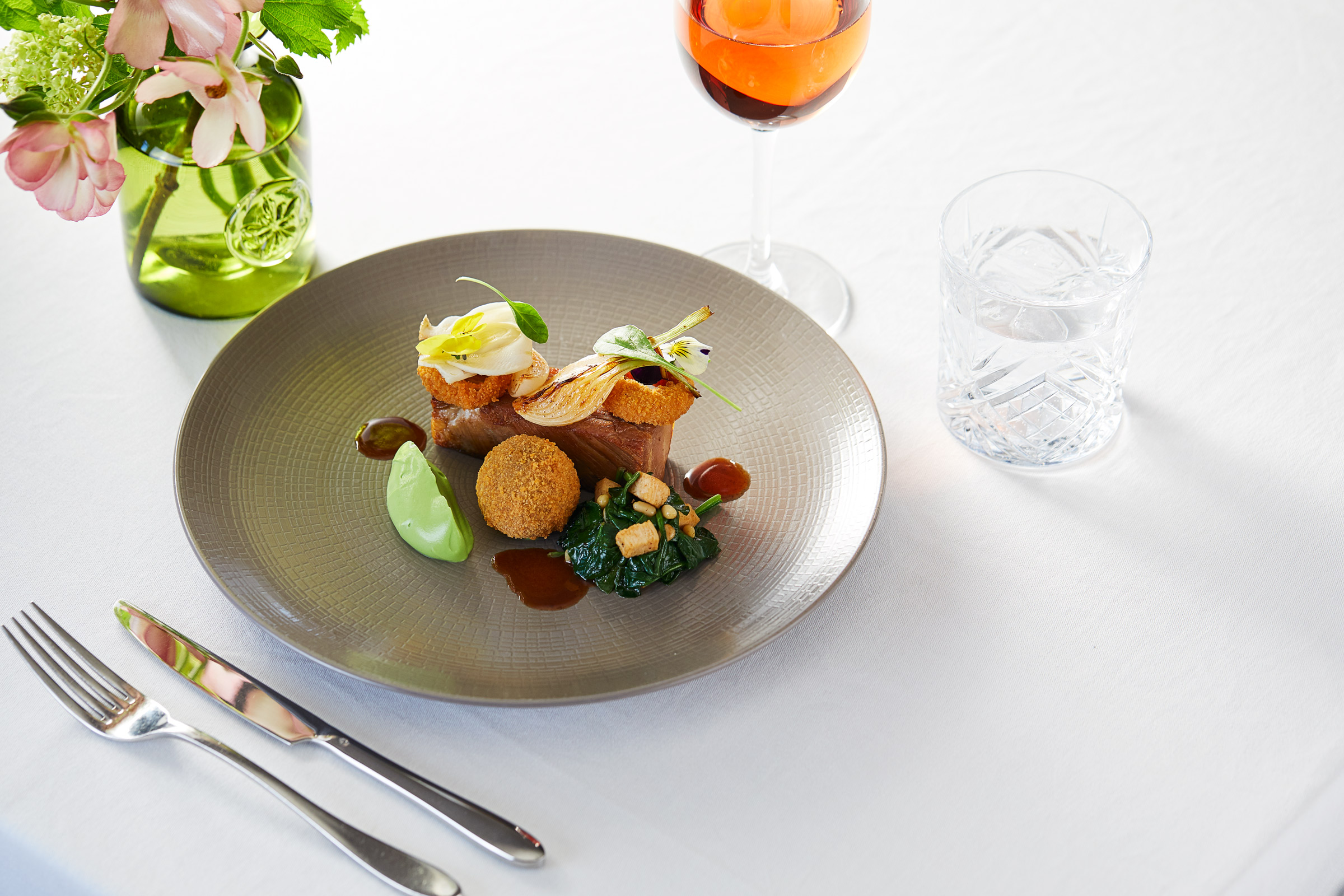 Pork Belly from the tasting menu at Macdonald Drumossie Hotel Inverness. Alastair Ferrier photographer.