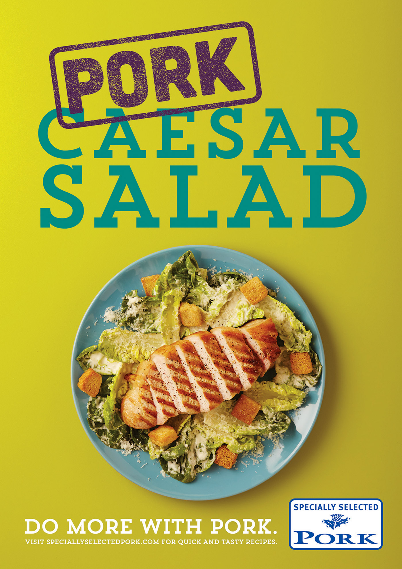 Pork Caesar Salad Specially Selected Pork, QMS, advertising food photography