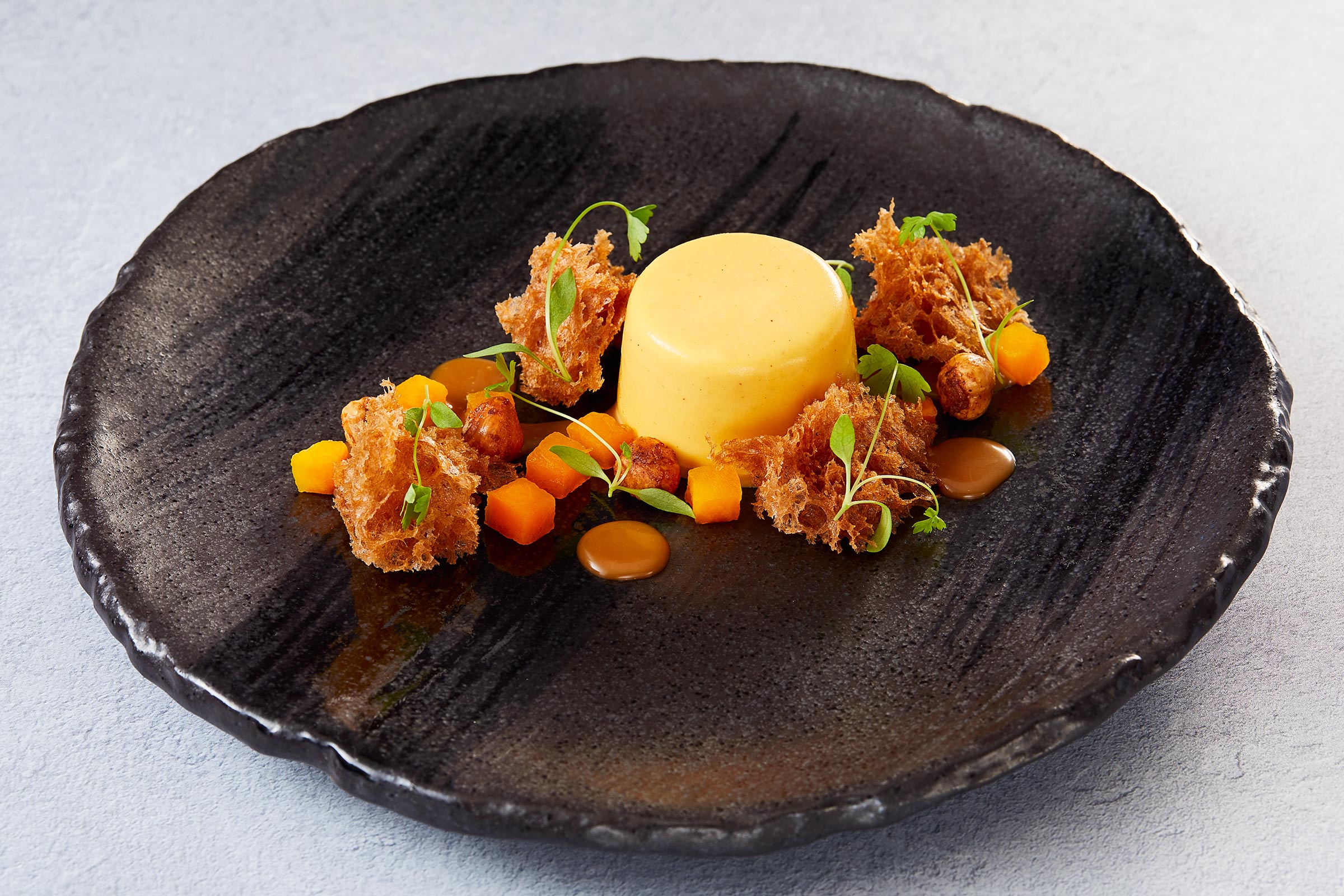 Pumpkin Sponge Dessert, Fingal Hotel Edinburgh, food photographer Edinburgh