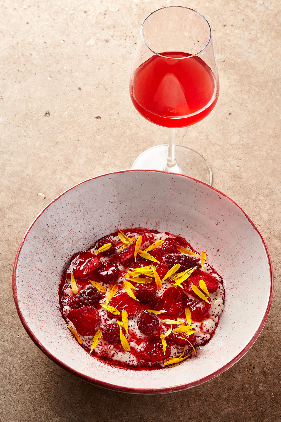 Rice Pudding and Red Fruits with Kombucha, Edinburgh Food Studio