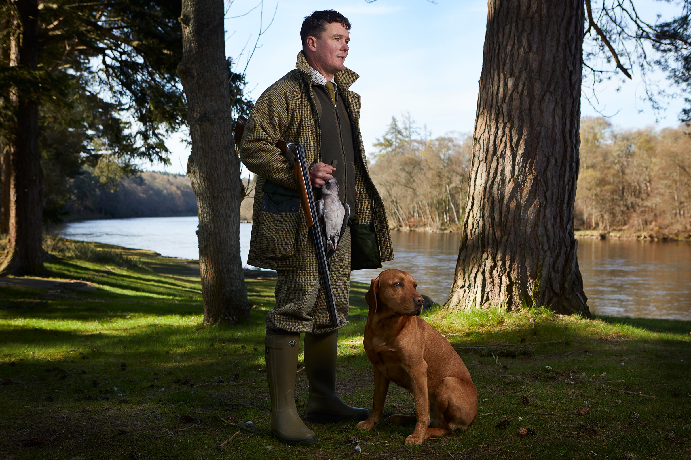 Ghillie Ryan and his gun dog Jax with Pigeon.