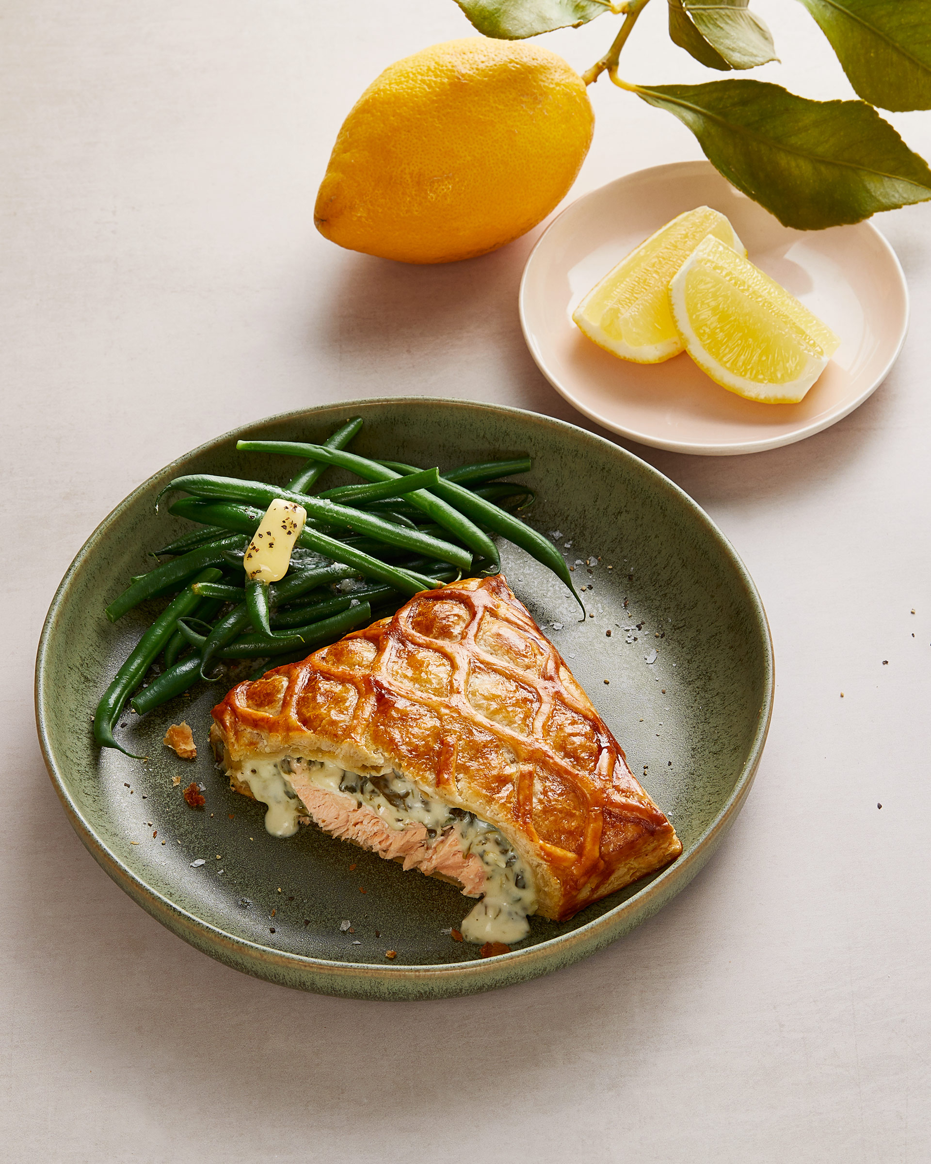 Salmon En Croute, Thistle Seafoods, food and drink photographer Scotland, Uk food photographer. 