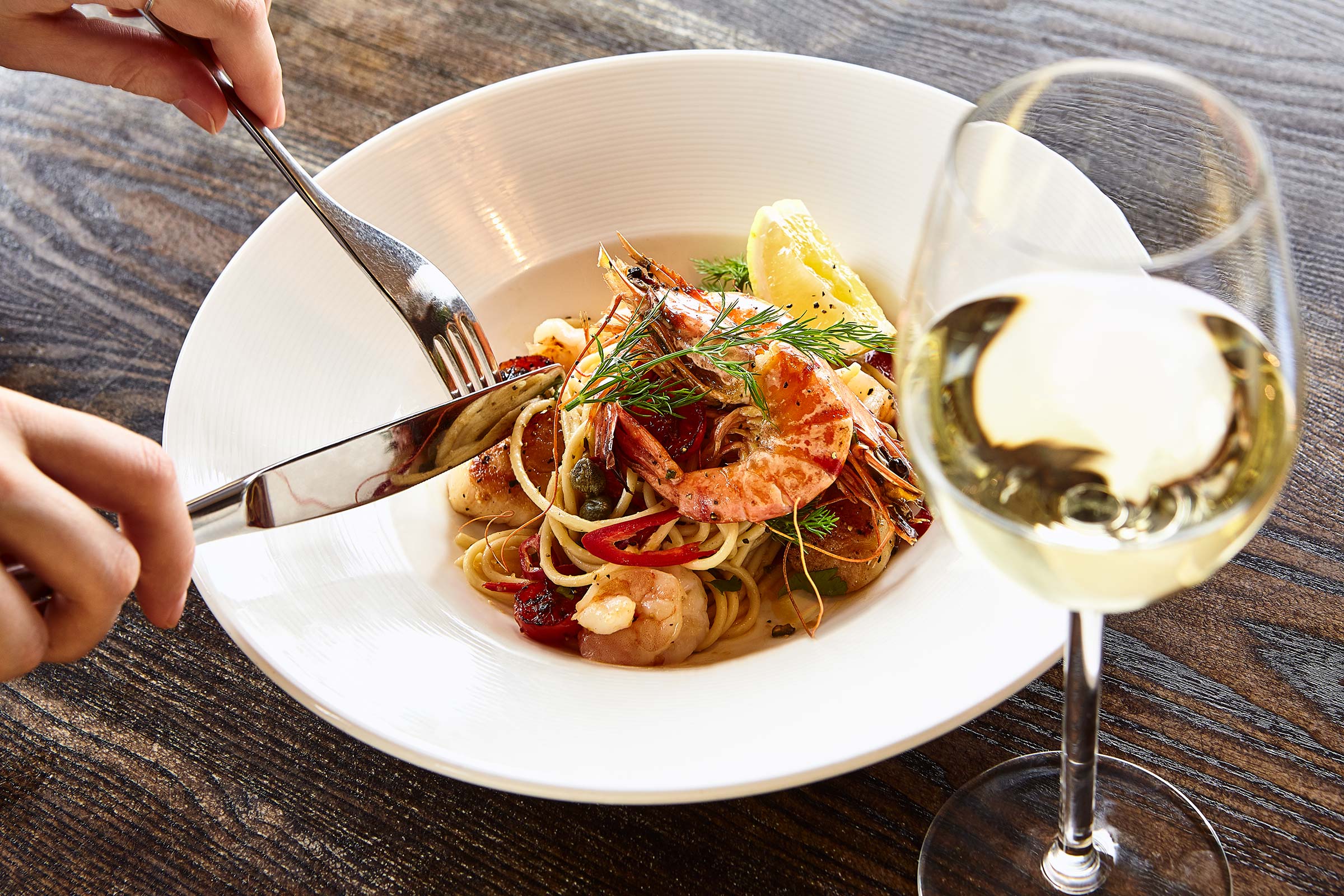 Scotts Largs Marina, Seafood Spaghetti and Tomatoes, Glasgow food photographer