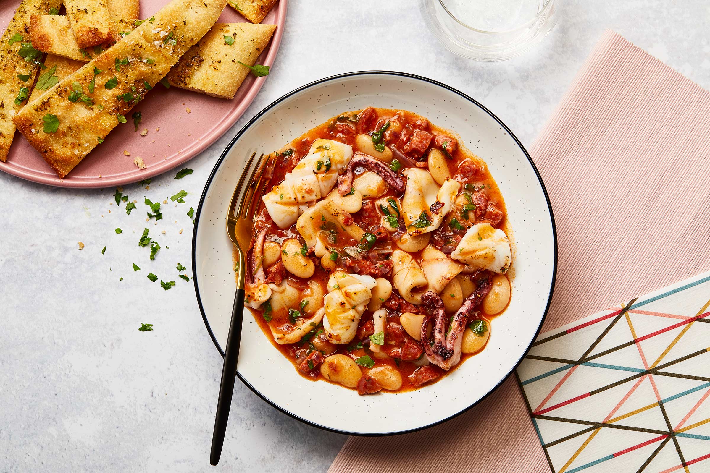Squid Chorizo and Bean Stew, Edinburgh food photographer, Love Seafood, seafish.org