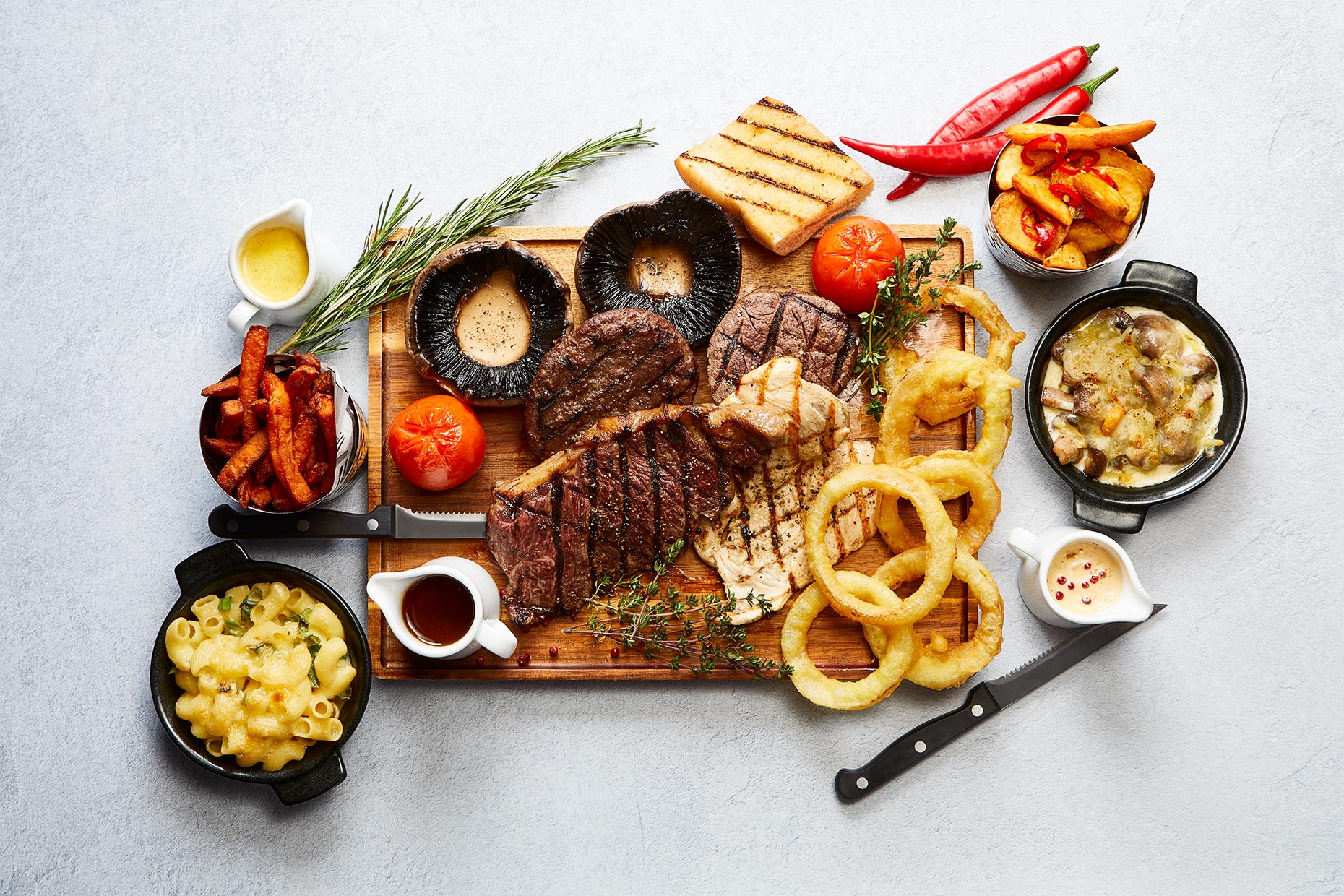 Steak Night Platter and all the Sides, RAD Hotel Group, Dalmeny Park, Glasgow food photographer
