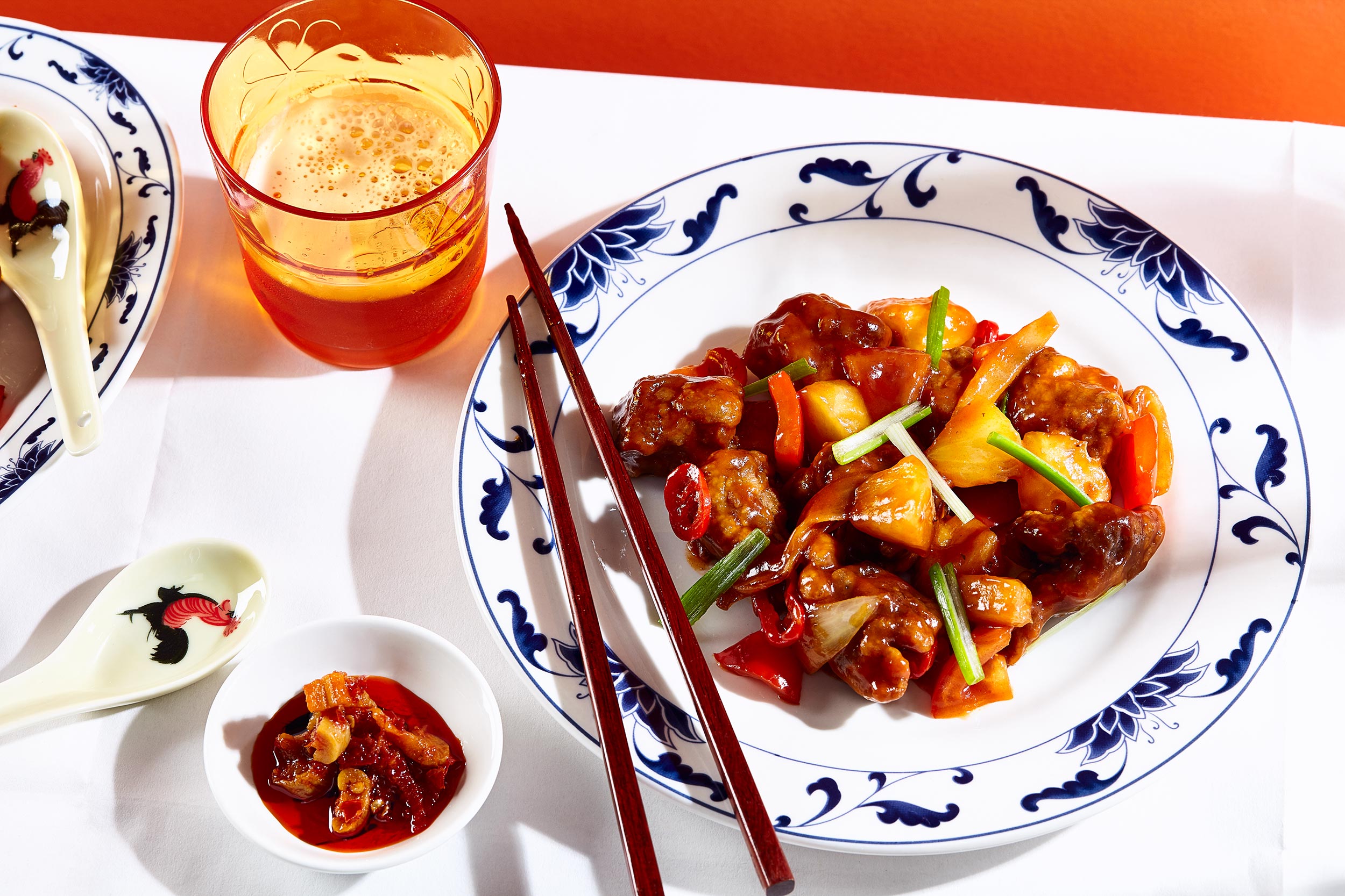 Sweet and Sour Pork, Steamed rice, fermented pickled radish, Glasgow food and drink photographer Alastair Ferrier