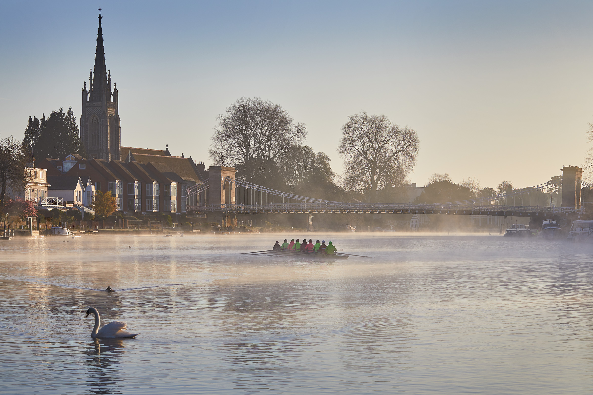 Thames Rowers at dawn, Marlow, travel and lifestyle photographer
