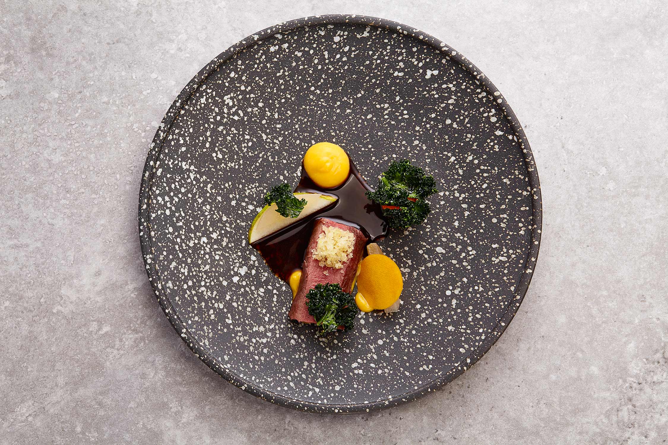 Venison Pear and Squash, Castlehill Restaurant, Scottish food photography
